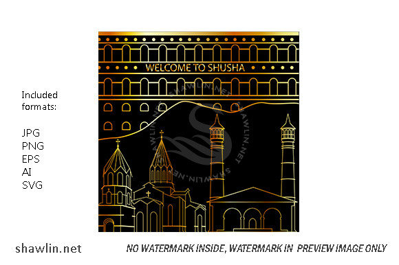 Exploring Azerbaijan’s Heritage Through Gold Line Art: A Guide to Shusha Landmarks and Vector Resources