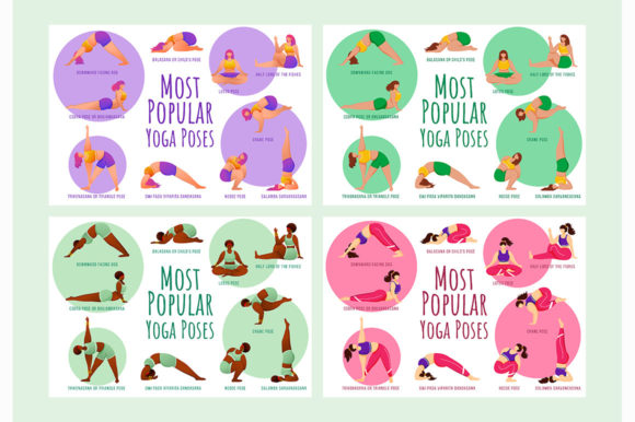 Popular Yoga Poses Vector Infographic Guide
