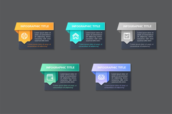 Square Chat 3D Infographic Five Step Template