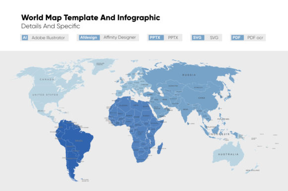 World Map Template and Infographic for Designers